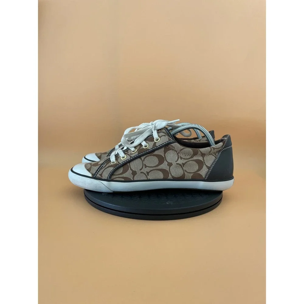 Womens Coach Barrett Monogram Signature Sneakers Size 11 Brown White